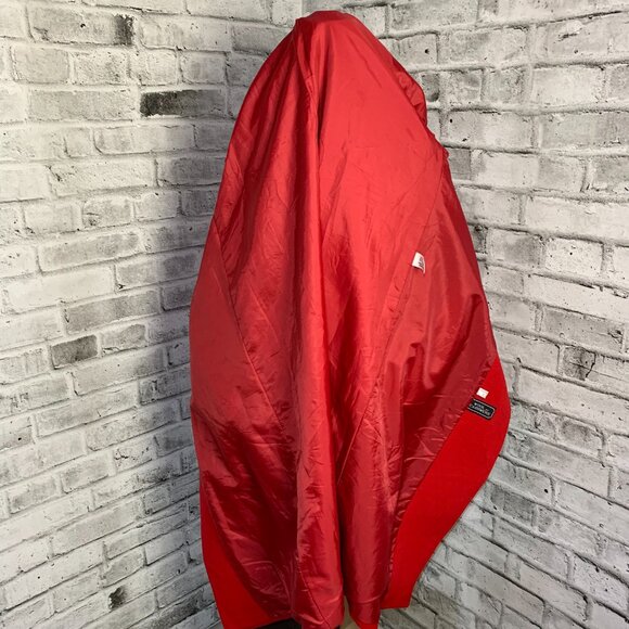 Vintage 90s Red Wool Cashmere Long Overcoat Double Breasted Belted Trench Coat - Picture 7 of 16